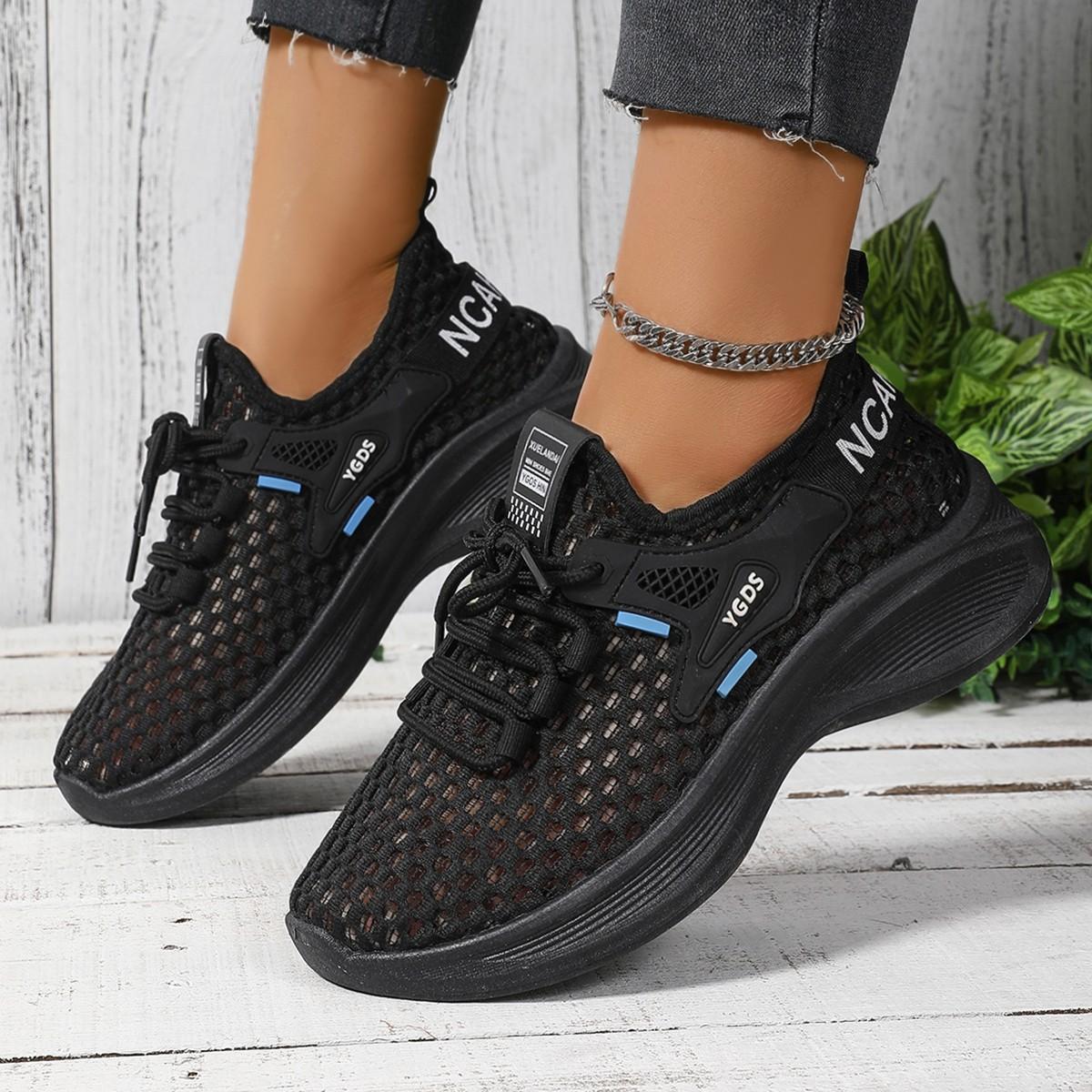 

Модная легкая женская обувь с низким верхом в стиле кэжуал, весенне-осенняя, сексуальная, сетчатая, дышащая, удобная, спортивная обувь для бега 35 чёрный