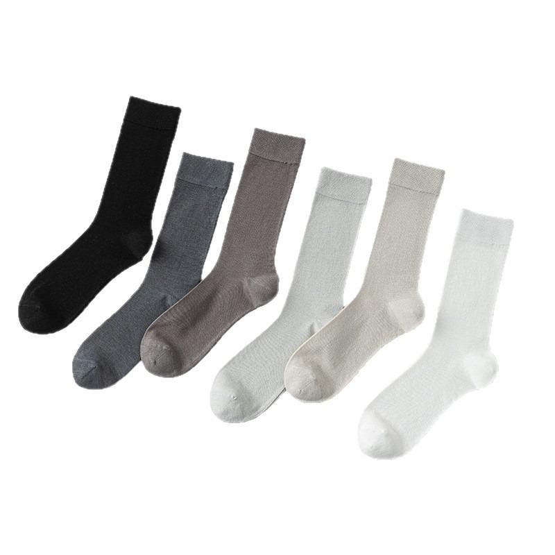 Mulberry Silk Men's Summer Thin Mid-calf Socks 10A Antibacterial Cool White Boneless Summer Anti-odor Long Socks
