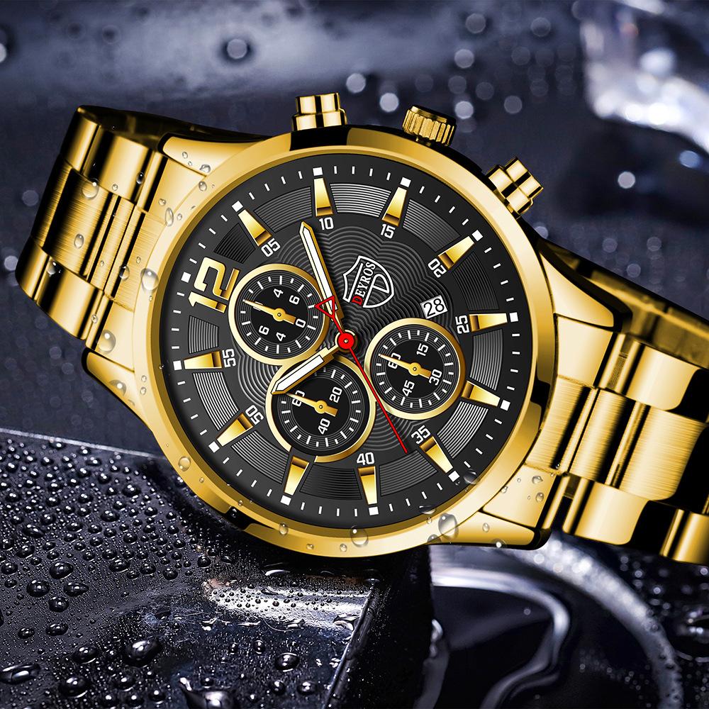 Neue Herren Mode Große Zifferblatt Uhr Kalender Uhr Freizeit Uhr Herren Edelstahl Uhr Quarz Uhr