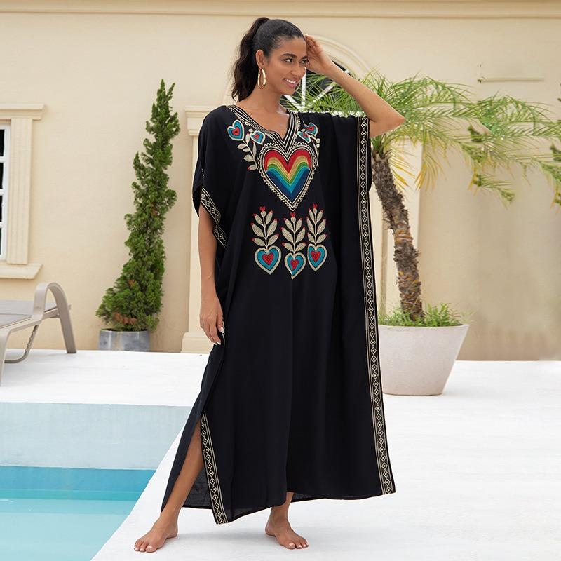 Embroidered Loose Women's Long Dress, Beach Dress, Sun Protection Cover Shirt