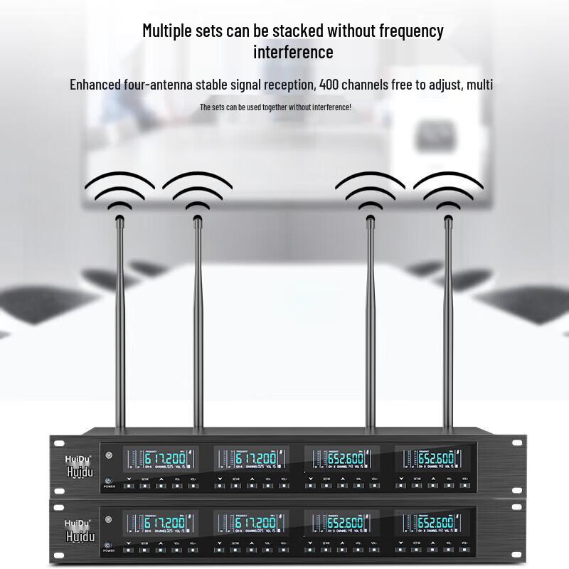HuiDu U-04 Professional 4-Channel True Diversity Wireless Microphone System (CN Version)