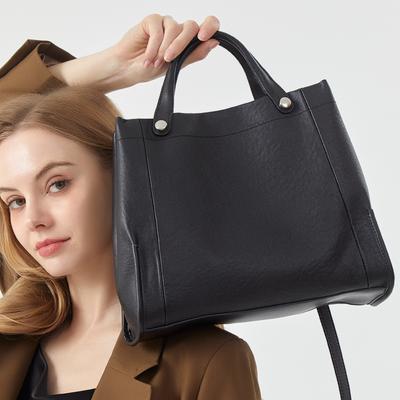 2026 Spring Women's Vintage Simple Genuine Cowhide Leather Tote Bag Ladies Luxury Designer Large Capacity Shoulder Crossbody Bag