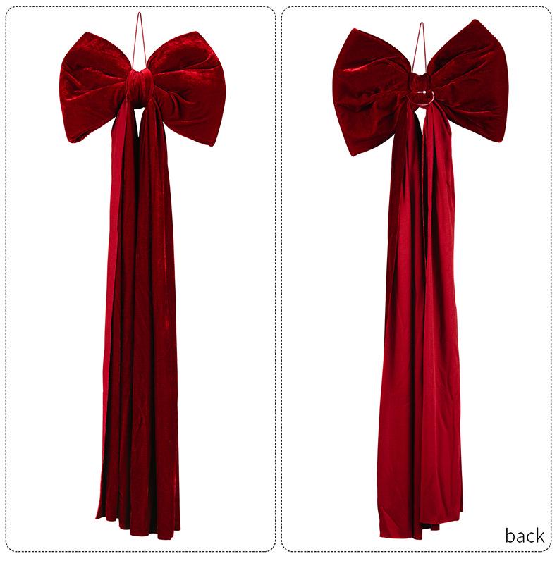 Hot Selling Large Wine Red Velvet Christmas Tree Bow Decoration