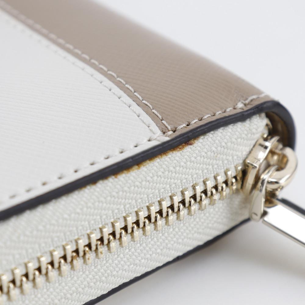 Kate Spade Reißverschluss-Geldbörse PWR00281 Spencer Bicolor Weiß / beiges Leder Damen Gebraucht