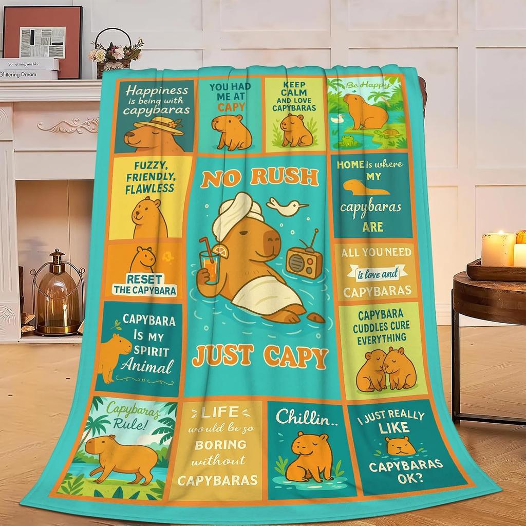 Capybara Chill Theme Throw Blanket Funny Quotes Design for Living Room Decor Gift for Her RelaxationStyle