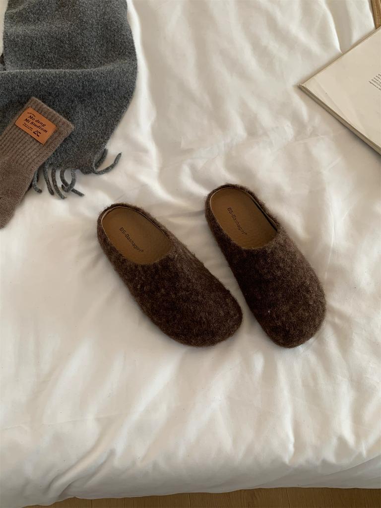 Thick-soled Half-slippers, Women's Height Increases In Spring and Autumn, Small People Wear Lazy People with Pants, Bag Head Suede Boken Shoes