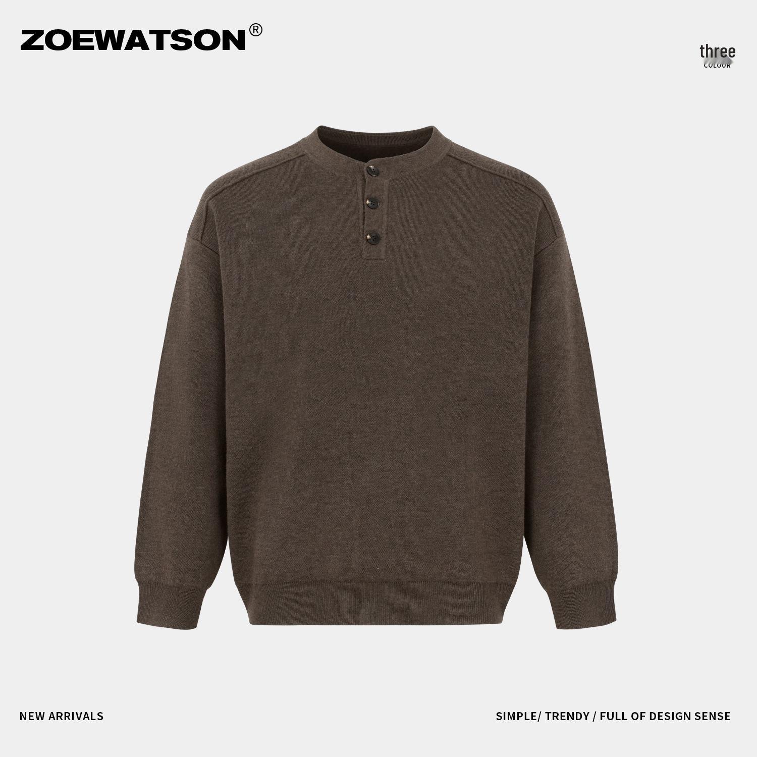 Men s Retro Old Money Henley Sweater: High-End, Cleanfit Knitwear for Autumn/Winter Large