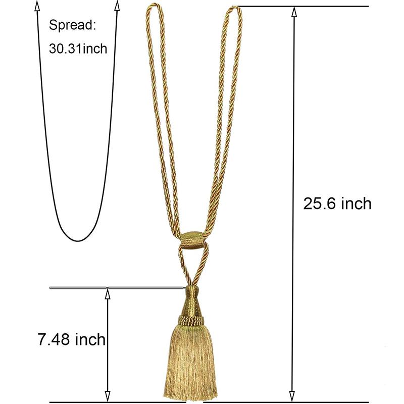 2 Stücke Quasten Vorhang Raffhalter Gold Hängende Kugel Geflecht Seil Holdback Fenster Drapieren Zimmer Zubehör Vorhänge Halter Schnalle
