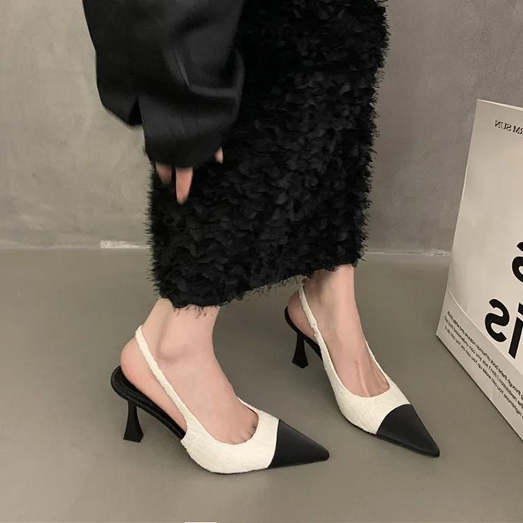 Low Heels Real Leather Slingbacks Shoes Women Square Toe Pumps Thick Heel Shoes Brand Design Lady Footwear  Size Rubber