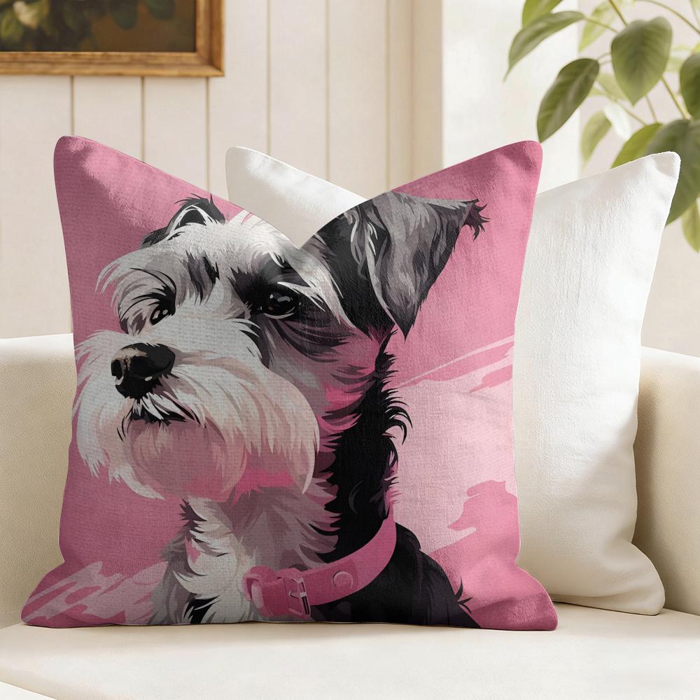Dog Fashion Cushion Cover Summer Linen Pillow Case Organic Fabric Cushion Cover DoubleSided Print Sofa Home Decor