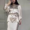2025 Cross-Border Gratitude Fashion Suit French Elegance Celebrity Temperament Satin Lace-Up Shirt Skirt