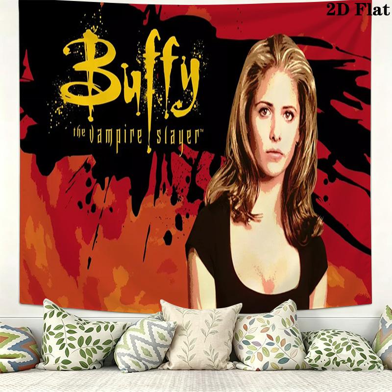 Buffy Der Vampirjäger Wandteppich Ästhetischer Wandbehang Bedruckte Stoffdecke Dekorative Wandteppiche für Schlafzimmer Wohnzimmer Heimdekoration