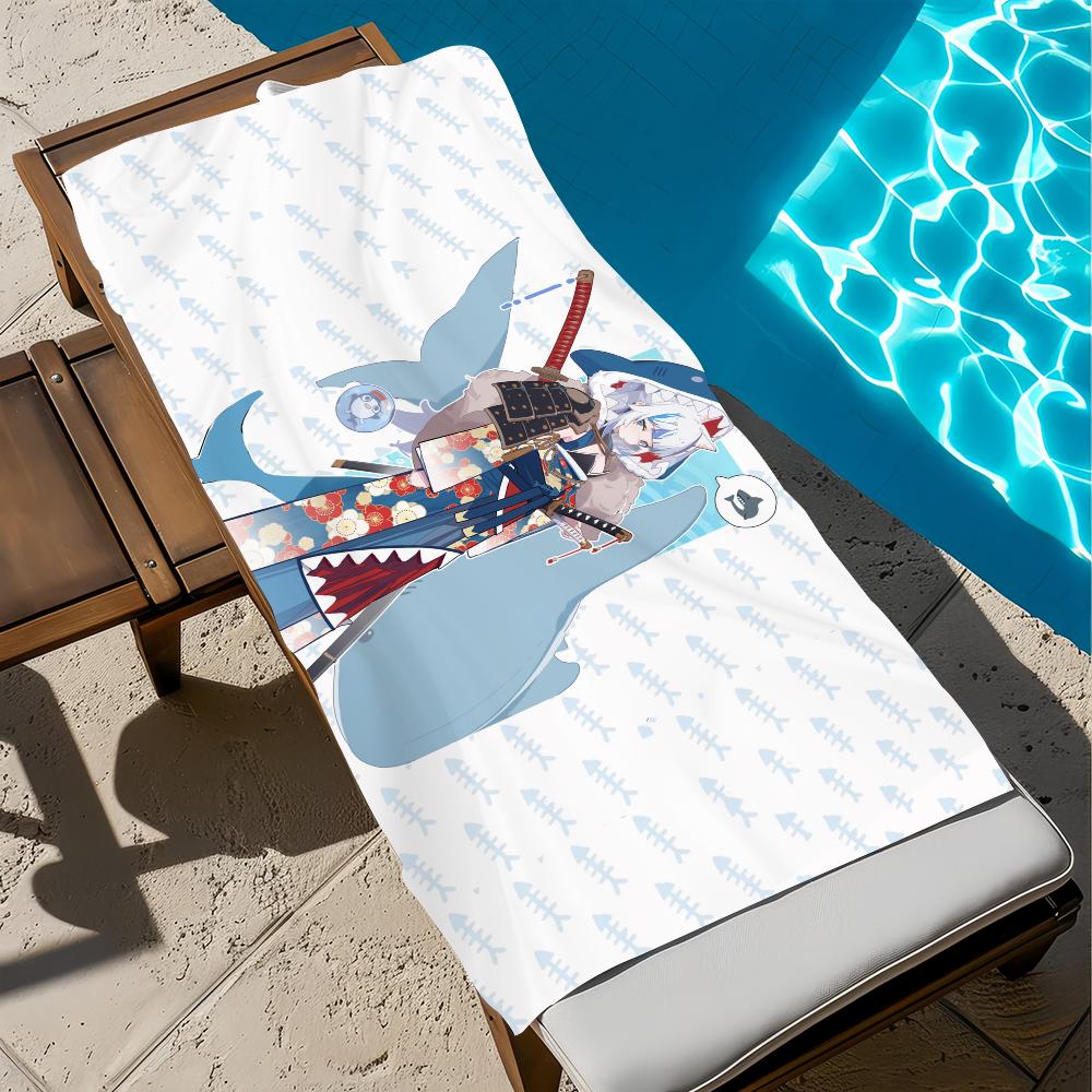 G-gawr Cute Gura H-hololive Anime Towel Beach Quick Dry Soft Pool Towels Gift for Travel Gym Shower Camping Sports