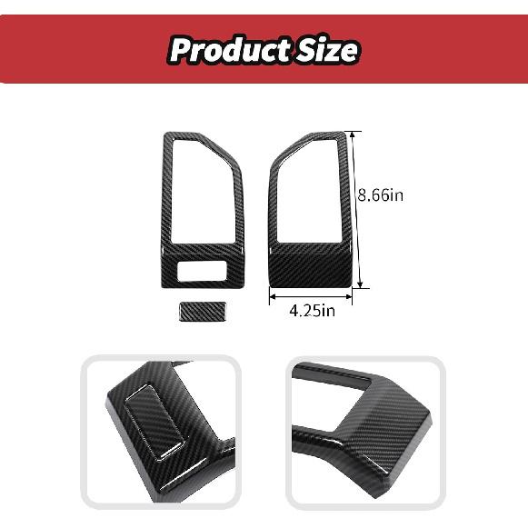 2pcs/set Dashboard Air Conditioning Vent Cover Trim for Ford F150 2015 2016 2017 2018 2019 2020 Interior Accessories (Carbon Fiber)