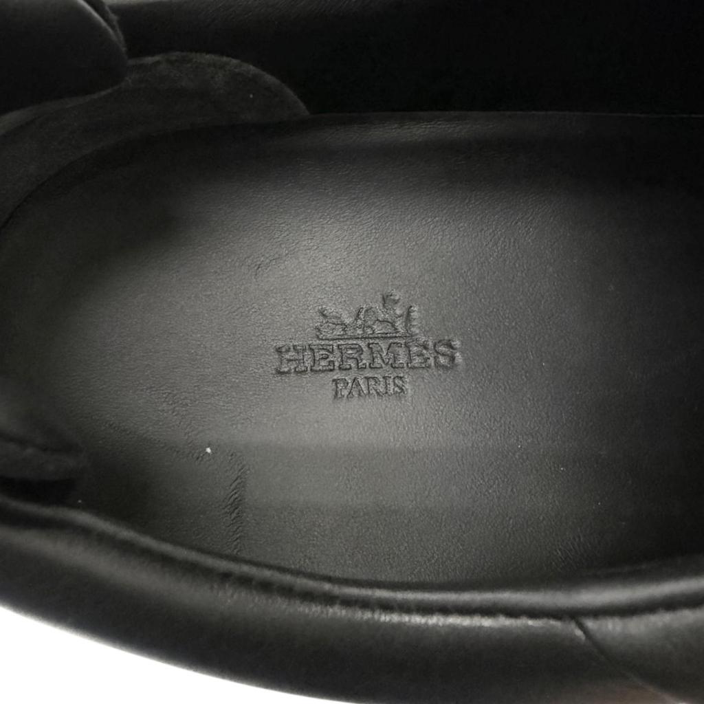 Great HERMES Low cut sneakers Kid H logo black leather mens 42 Used
