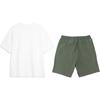 Li Ning Logo Print Simple Fashion Versatile Round Neck Pullover Short Sleeve Mid Waist Tied Shorts Casual Sports Suit Unisex suit YHSV371-2+YKSV147-1