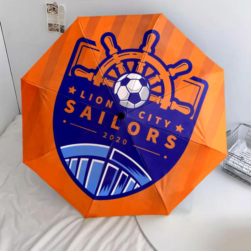 Lion City Sailors Football Club pattern, automatic folding umbrella, portable and foldable design, 8 ribs, a Christmas or birthday gift.
