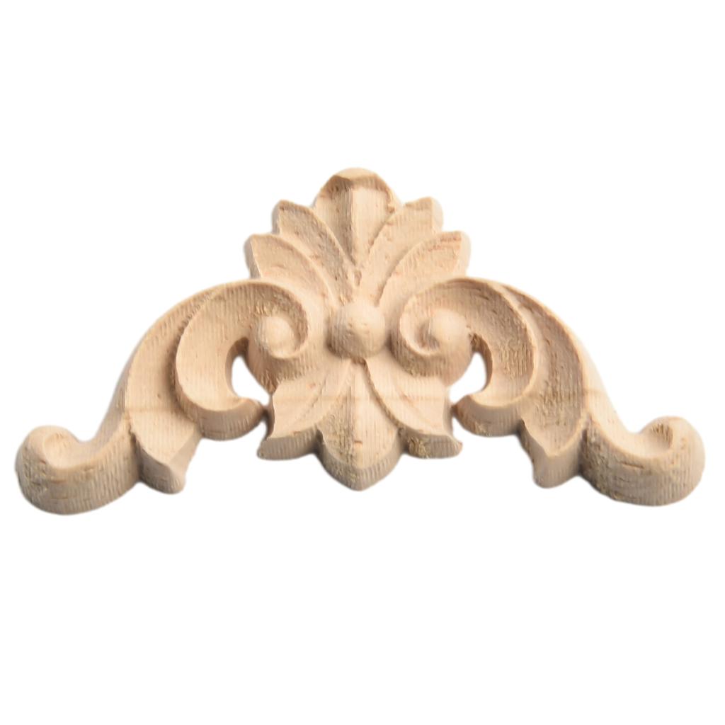 4pc Wooden Carved Corner Onlay Applique Furniture Mouldings Decal DIY Corner Onlay Decoration Frame Decor Cupboard Cabinet Decal