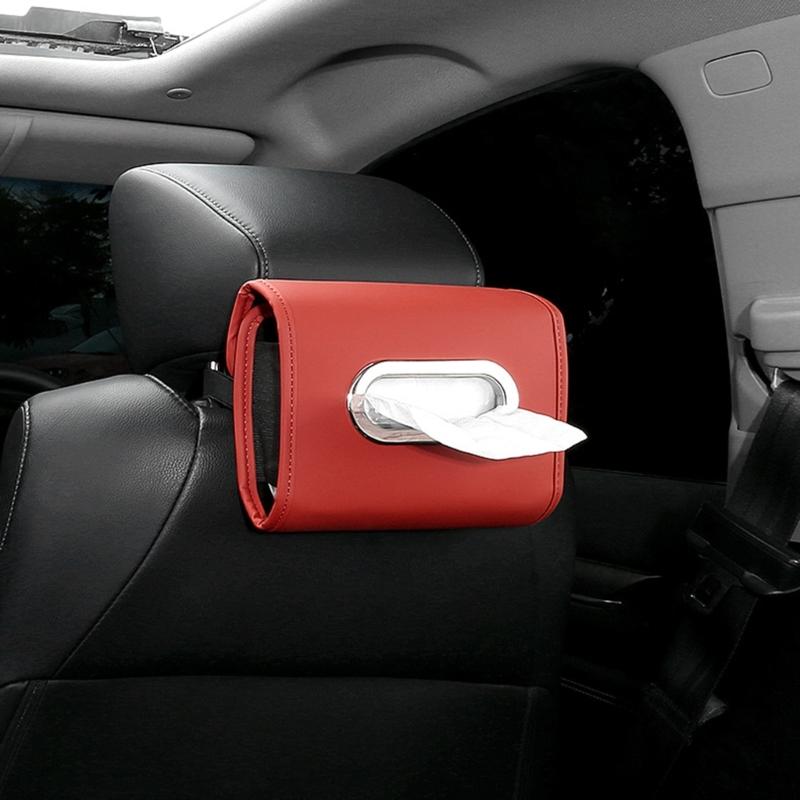 Porta Fazzoletti per Auto, Copertura Scatola Fazzoletti in Pelle PU per Sedile Posteriore Auto, Perfetto per l'Organizzazione e gli Usi Quotidiani