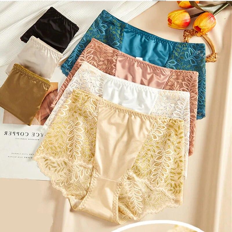 Sexy Lingerie Women's Panties Hollow-out Lace High-waisted Plus Size Underwear Women Briefs