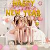 1 Set of 12 "Happy New Year" Aluminum Film Balloons - New Year Party Decoration Supplies with Letter Balloons, Great for Family New Year Parties
