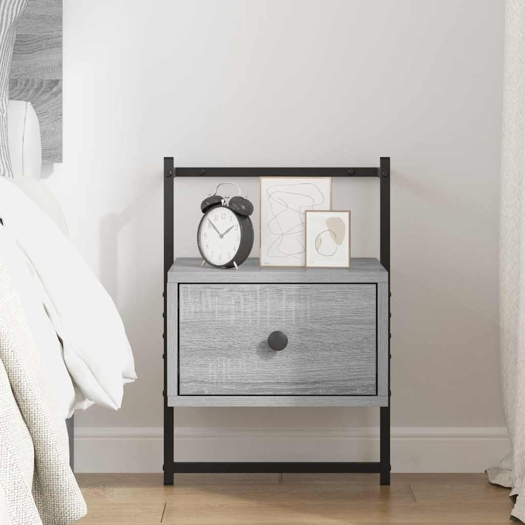 Wall Mounted Nightstand Grey Sonoma 35 x 30 x 51 cm Particleboard