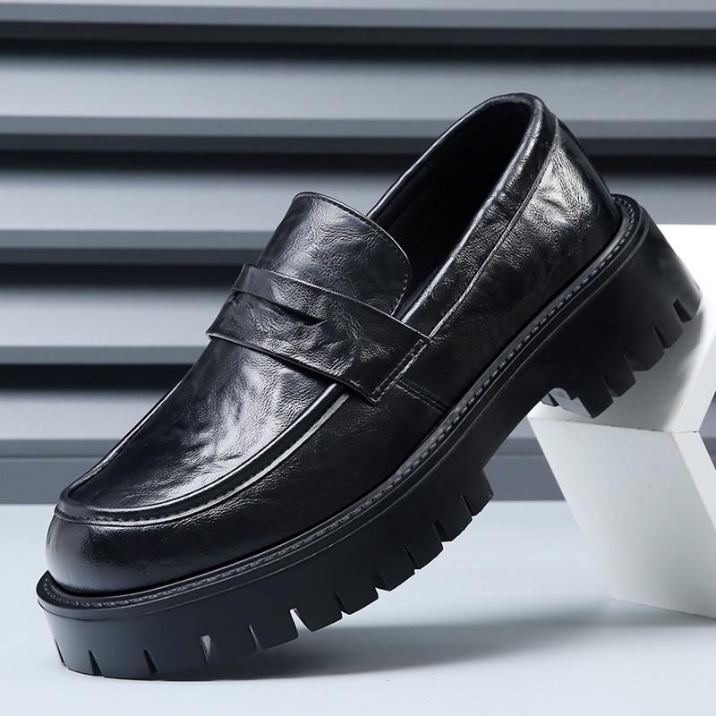 Paris platform derby shoes men's sense of high-end increased casual leather shoes British commuter breathable dress big head loafers