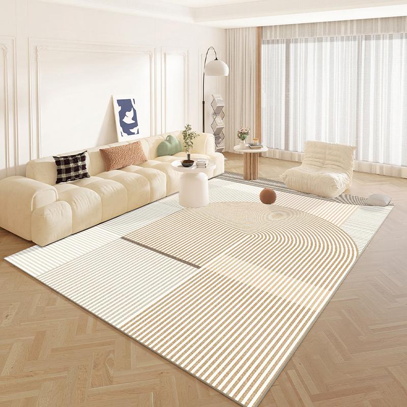 Japanese Style Rugs for Bedroom Thick Washable Floor Mat Fluffy Soft Lounge Rug Cream Color Living Room Decoration Stripe Carpet