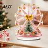 Ferris Wheel Display 2D Acrylic Christmas Tabletop Decoration, Festive Village Scene Ornament Playground Theme with Snowman & Trees, Holiday