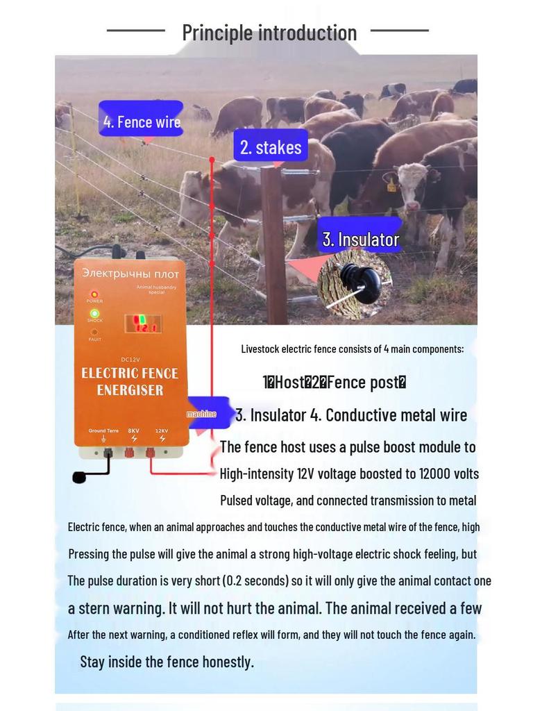 Κεντρικός Μονάδας Ηλεκτρικής Περίφραξης Παλμών - Ενισχυτής Ενέργειας για Βοοειδή και Πρόβατα