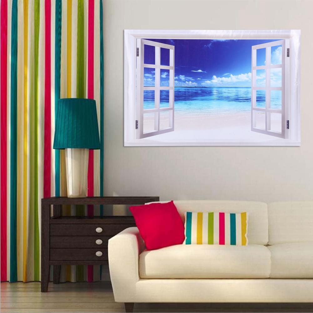 2 ks Modrá Mořská voda a Vzor okna Unikátní Samolepka na zeď Obtisk Dekorace pro Domácnost Dveře Okno