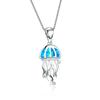 Boho Fashion Flower Pendant Necklace for Women Girl Charm Blue Imitation Opal Necklace Trendy Wedding Party Jewelry