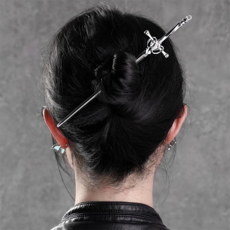 1pc Punk Metal Sword Hair Accessory Chinese Minimalist Hair Stick Diy Hairstyle Design Tool Accessory Women's Hair Clip Hairpin