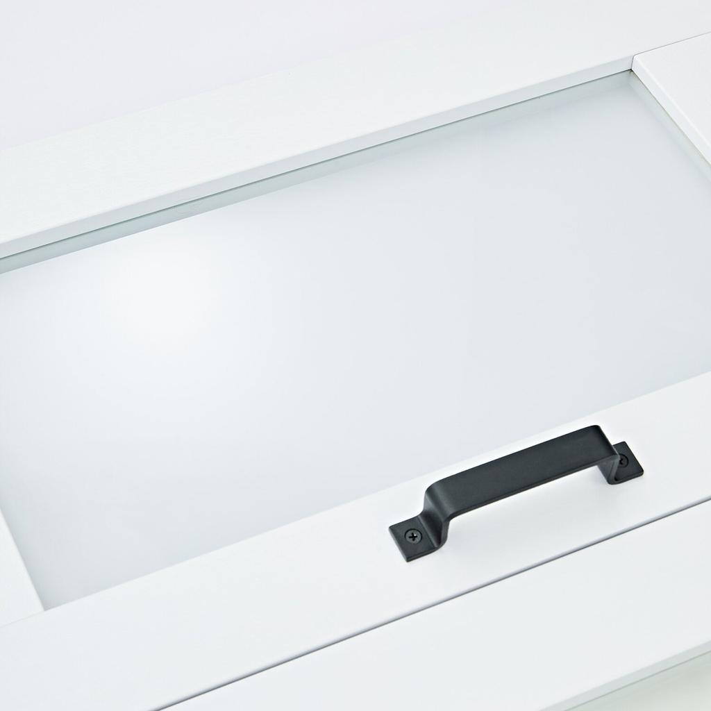 Puerta de Granero Plegable Doble, 914 x 2134 mm, MDF con Vidrio Templado Puertas Correderas Plegables Dobles para Armario, Kit de Herrajes Incluido, Diseño Ahorrador de Espacio, Pre-ensamblado