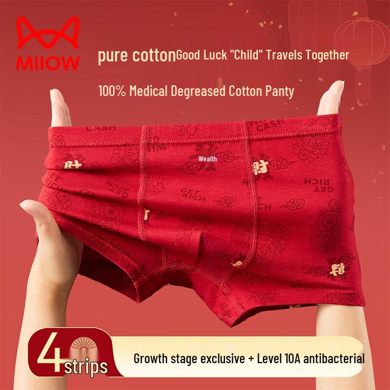 Miiow Boys  Red Cotton Boxer Briefs 110 (M)