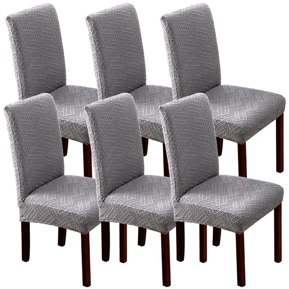 Universal Knitted Elastic Chair Covers Geometric Jacquard Dustproof Stretchable for Home Hotel Banquet