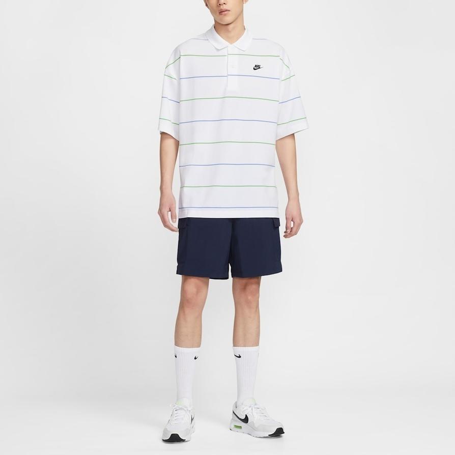Nike Club Striped Cotton Short Sleeve Polo Shirt Men tops IF0737-100