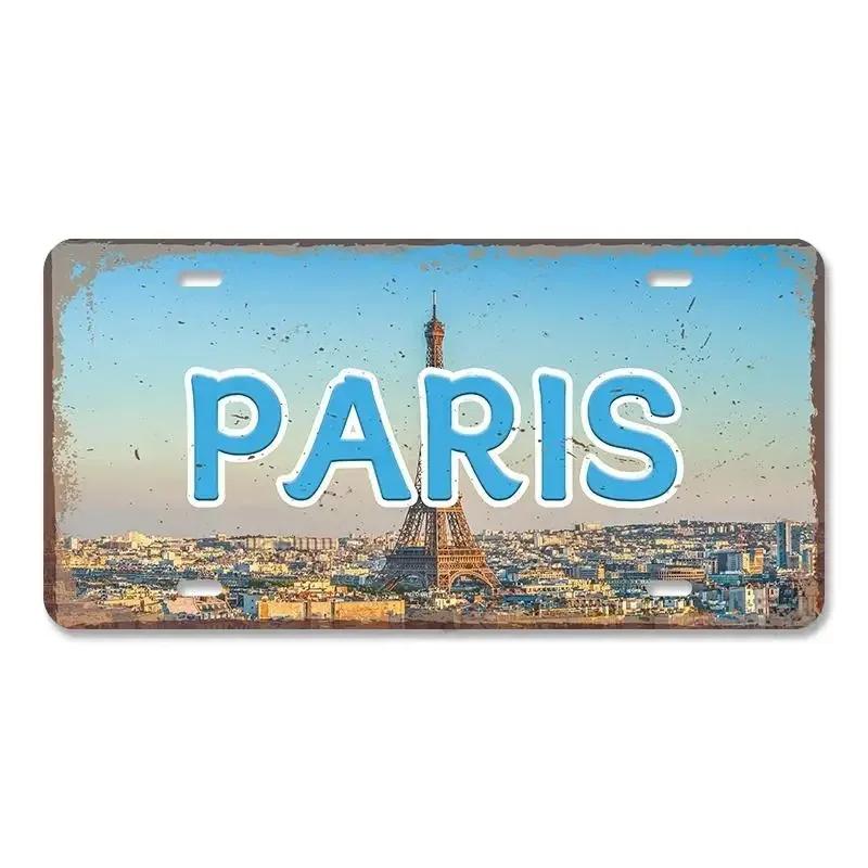 Vintage Metal Tin Signs Decors Country Capital City License Plate Retro America France Brazil Turkey Metal Posters Cafe Club Bar