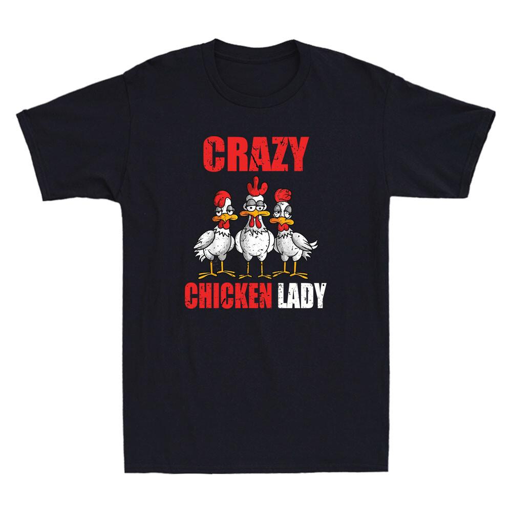 Crazy Chicken Lady Funny Chicken Lovers Farmer Gift Vintage Short Sleeve T-shirt XL