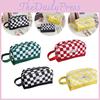 Stylish Checkerboard Pencil Case Large Capacity Canvas Stationery Bag