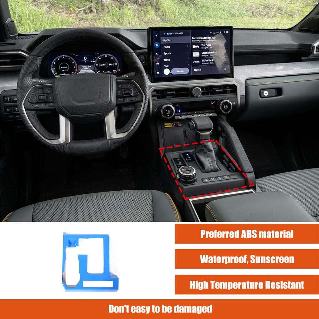 Blue ABS Center Console Gear Shift Panel Cover For Toyota Tacoma 2024-2025