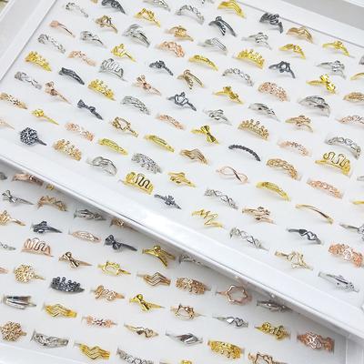 Lot de 5 bagues simples pour index d'étudiante, accessoires de main multi-styles, bague en alliage