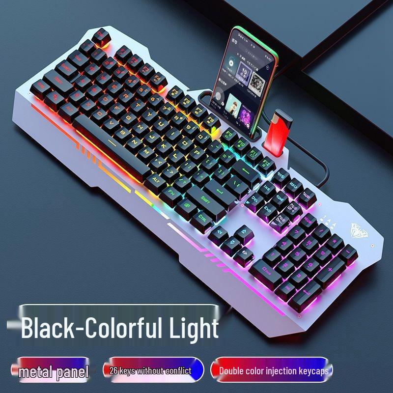 Wolf Spider F3010 Mechanical Gaming Keyboard & Mouse Set - Wired 3-Piece for Laptop/Office.