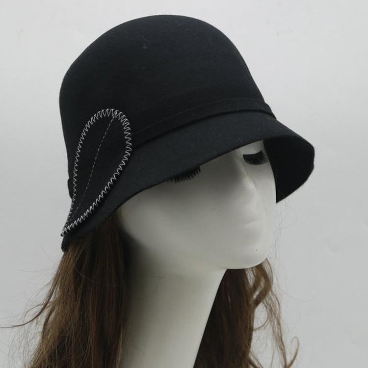 100%Australian Wool Bucket Hat for Women Autumn/winter Warm Felt Hat Leaf Ornament Basin Hat Solid Color Fisherman's Hat Top Hat