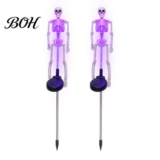 Realistic Skeleton Stakes for Yard 2Pcs Solar Stake Light, Halloween Glowing Figurine, Waterproof Festive Garden Decor Trick or Treat Outdoor