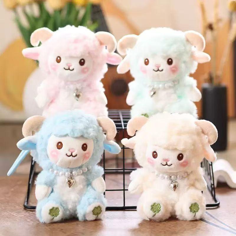 Little Sheep Stuffed Plush Keychain Soft PP Cotton Animal Doll Key Ring Cute Bag Pendant for Children Festival Gift