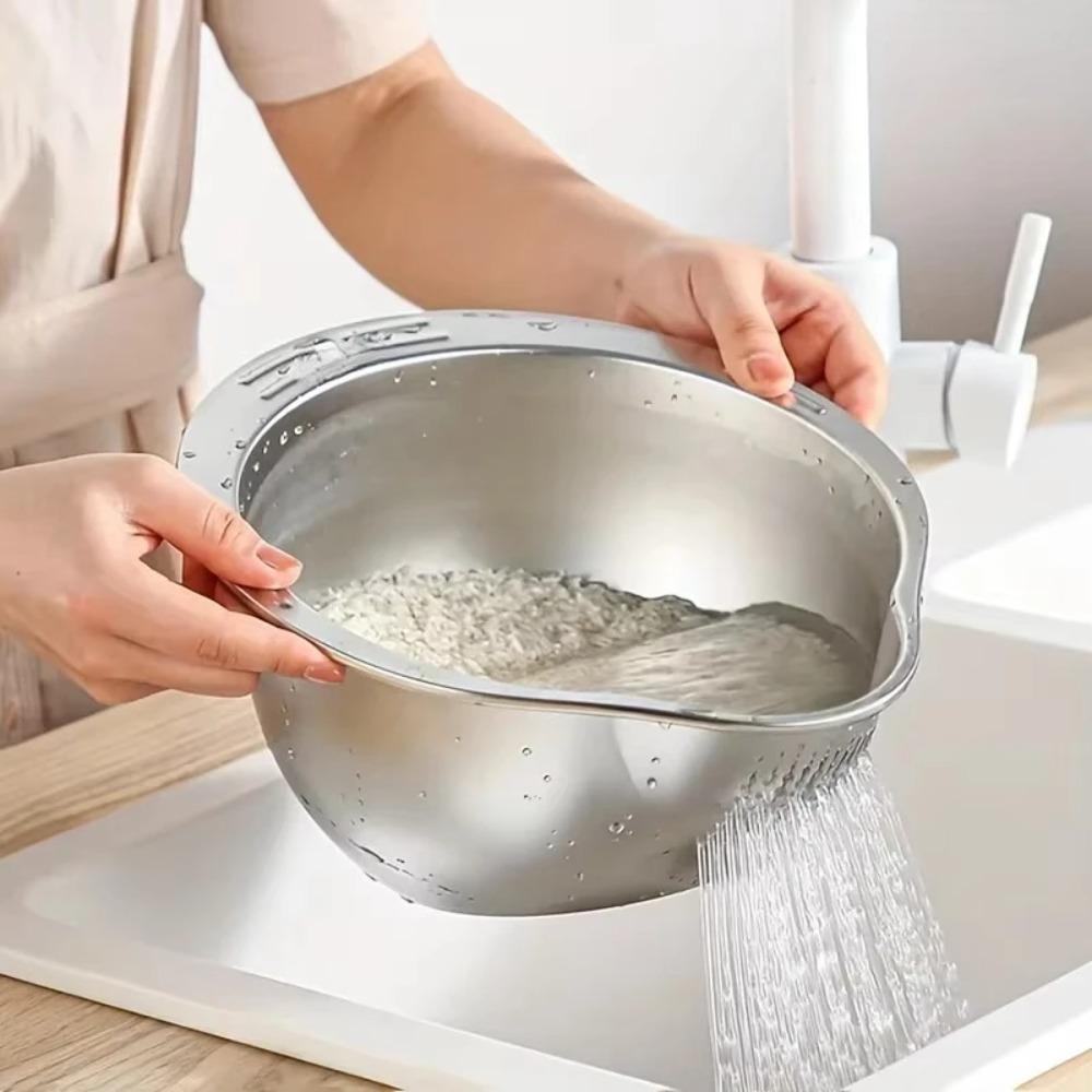 2026 StainlessSteel Rice Washer Drain Basket EasyTo Clean Rice Filte Bowl Sieve Colander Fruit and Vegetable Strainer Kitchen Gadgets