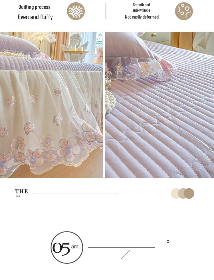 Premium Skin-Friendly Cotton Lace Bedding Set - All-Season Princess Style Duvet Cover (4-piece)