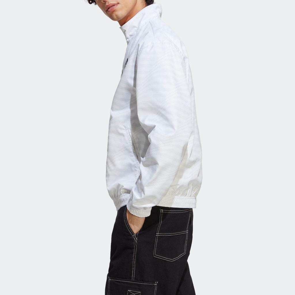 Adidas Embroidered Letter Logo Stand-Up Collar Long Sleeve Reversible Jacket Men Jackets White HT6458
