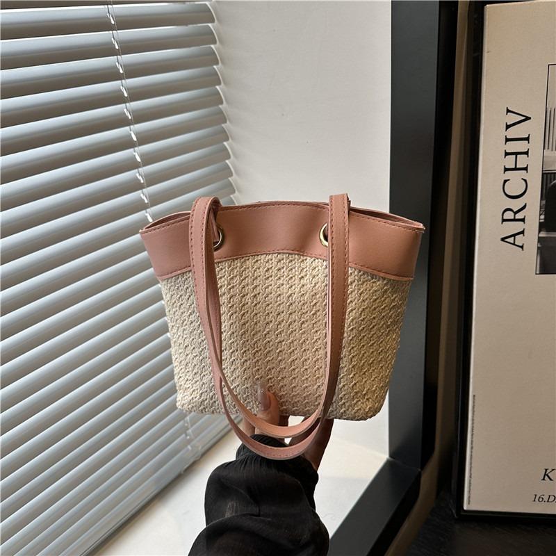Large capacity casual woven bag women's summer straw bag seaside vacation beach bag versatile commuter shoulder bag